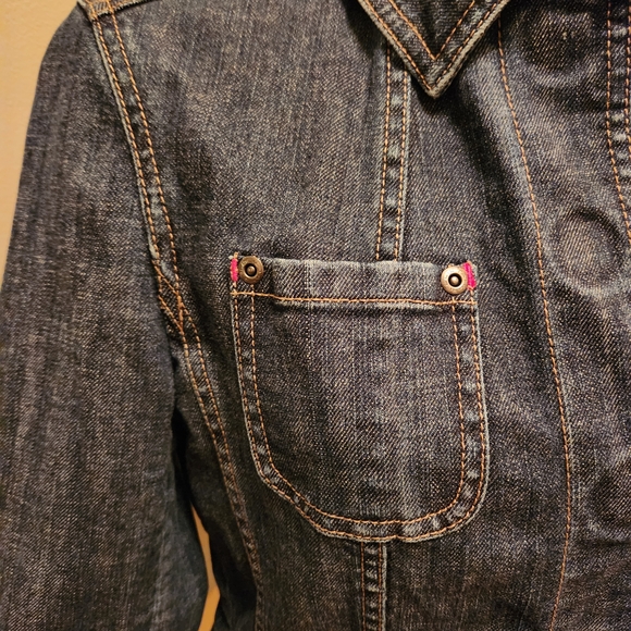 Elie Tahari Denim Jacket with Metal Buttons - Picture 6 of 11